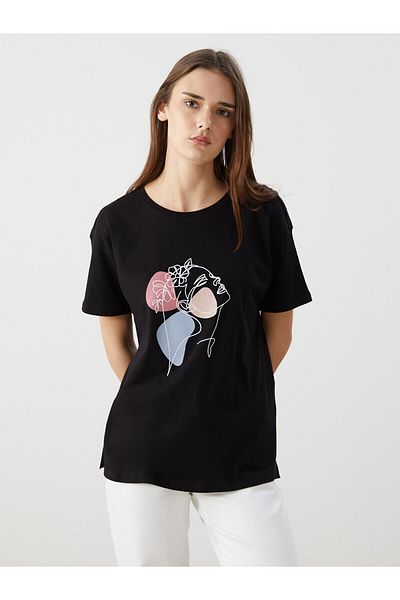 LC Waikiki Γυναικείο μπλουζάκι με στάμπα Crew Neck