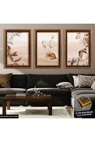 Evinemoda Vintage Flowers 3 Piece Painting from Frame Cvplk