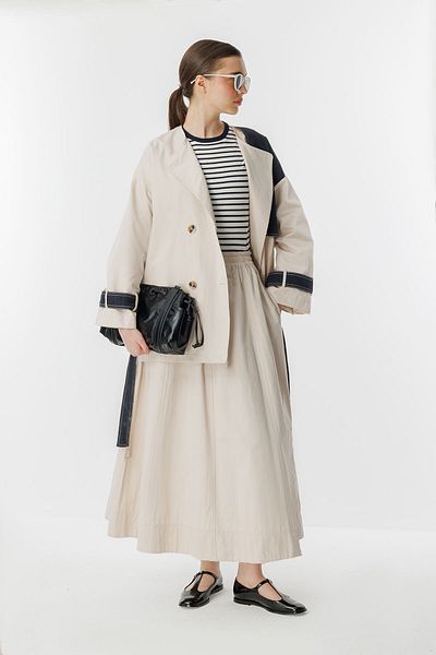 Hooopstore Trench din denim cu detaliu dublu din piatră