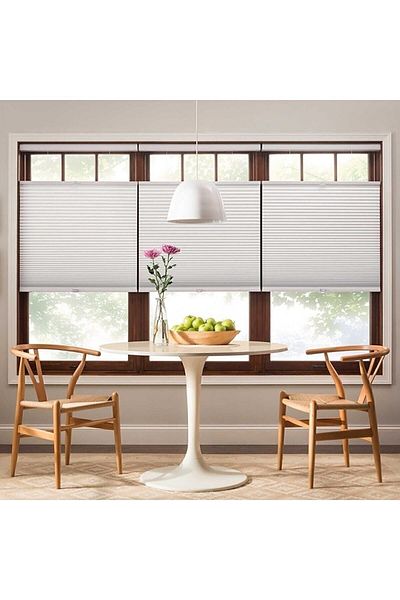 Kidmex Blue Gray Pleat Folding Glass Balcony Curtain - Office Curtain - Kitchen Curtain - Pleat Curtain