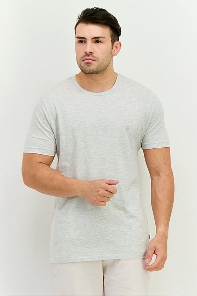French Connection Men Crew Neck Short Sleeve Brand Logo T Shirt, Heather Grey