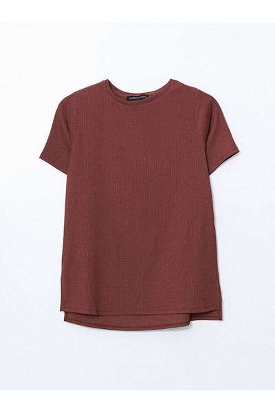 LC Waikiki Einfarbiges Damen-T-Shirt mit Rundhalsausschnitt
