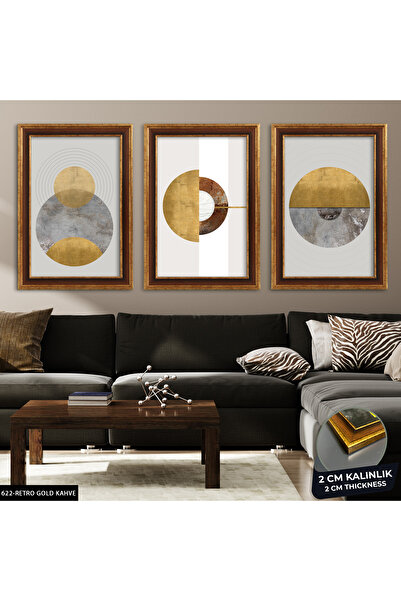 Evinemoda 3 Pcts Geometric Round Gold Frame Table Cvplk