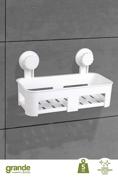 Okyanus Home Grande Rectangular Shampoo Rack - 2 Λειτουργίες, Επικόλληση και Βιδωτό αποτέλεσμα