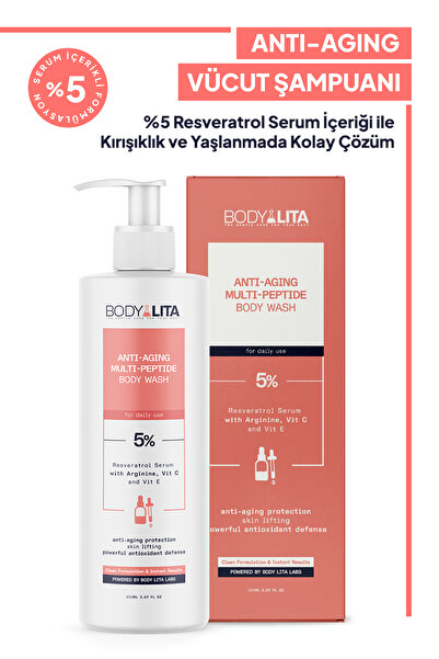 bodylita Yaşlanma ve Kırışıklık Karşıtı Anti-Aging Vücut Şampuanı %5 Resveratrol İçerikli Duş Jeli