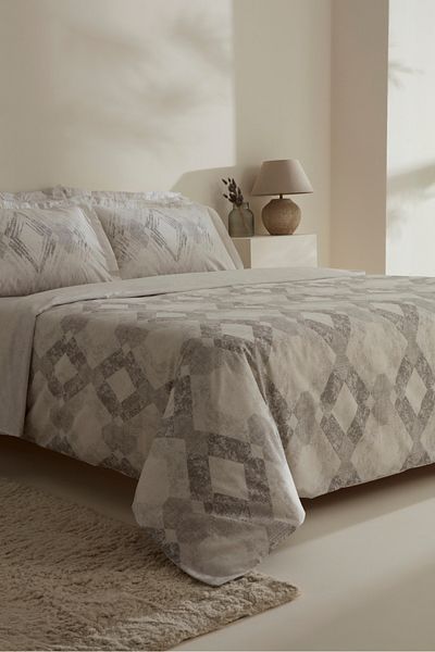 Karaca Home Set cuvertură de pilota din satin dublu, 100% bumbac, 120 fire, gri