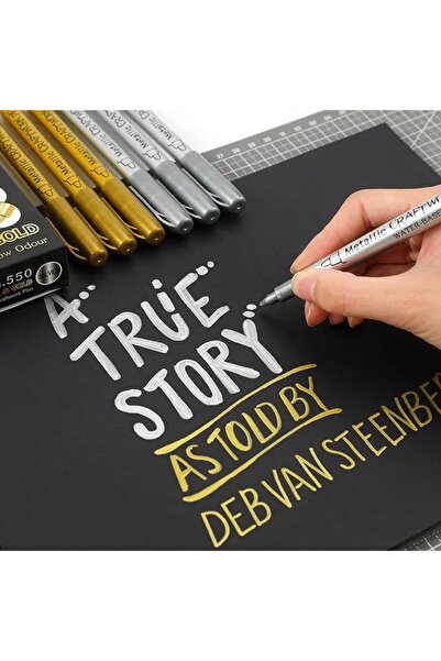 Sanathobi Goldmetallic Marker Calligraphy Pen, Invitation and Wedding Signature Pavement 2Pcs