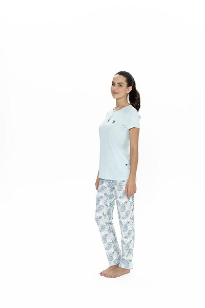 U.S. Polo Assn. Us Polo - Set pijama cu gât crew, cu nasturi, 50% modal, 50% mine