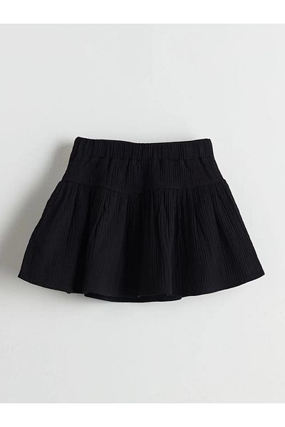LC Waikiki Lcw Kids Black Elastic Waist Pleated Girls Skirt