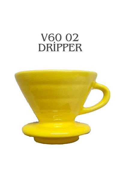 HUBBYCHEF V60 02 Dripper Ceramic Coffee Brewing Equipment (Mustard Yellow)