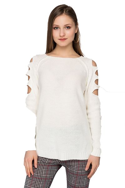 Sense Cut-Out Sweater Sweater| Trk18224 Ecru