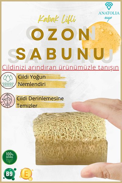 Anatolia Soap Natural Pumpkin Fiber Ozone Soap - Skin Renewing and Purifying Serum Effect Collagen