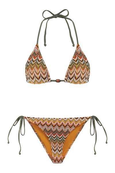 AQUELLA Colorful Patterned Knitwear Triangle Bikini Set