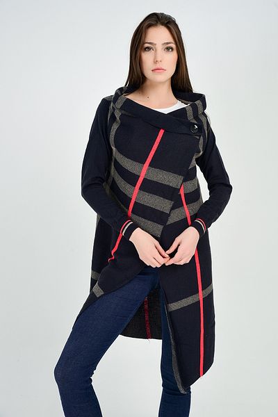 Sense Ζακέτα με ραβδώσεις με μανίκια |   Trk18013 Navy Blue Mink