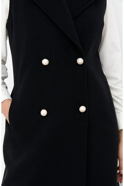 Fatma Atasoy Pearl Buttoned Black Vest