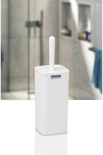 Okyanus Home Βούρτσα Mina Λευκή Ριγέ Τετράγωνη WC