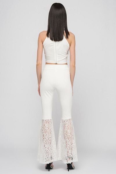 Sense Diver Pants with Lace Garnish on Legs| Pnt14592 Ecru