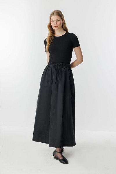 Hooopstore Μαύρη φούστα Gabardine με ρύθμιση μέσης