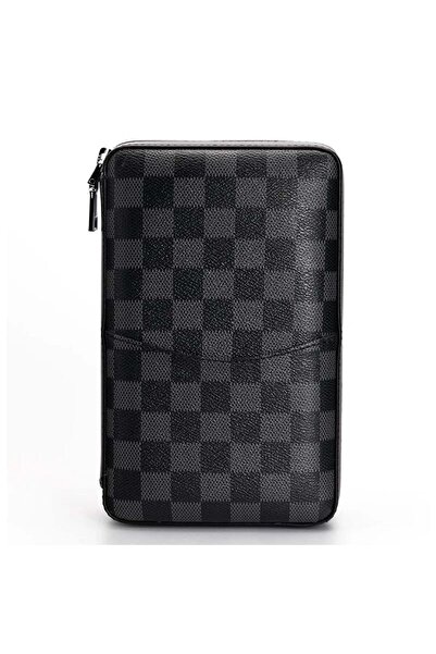 CONQUİSTADOR Seyahat Humidoru Deri Siyah Kareli İçi Sedir