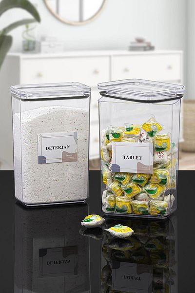 Okyanus Home Detergent-tablet 2 Pieces Vacuum Rectangular 3.1 Lt Storage Container