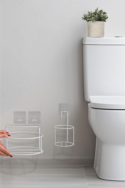 Okyanus Home Λευκό Eco Magic Hanging Round Mina Σετ 2 τεμαχίων WC κουβά και βούρτσα