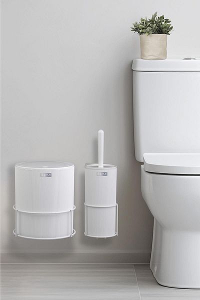Okyanus Home Λευκό Eco Magic Hanging Round Mina Σετ 2 τεμαχίων WC κουβά και βούρτσα