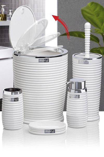 Okyanus Home Σετ μπάνιου Elegans 5 τεμαχίων με λευκό χρώμιο