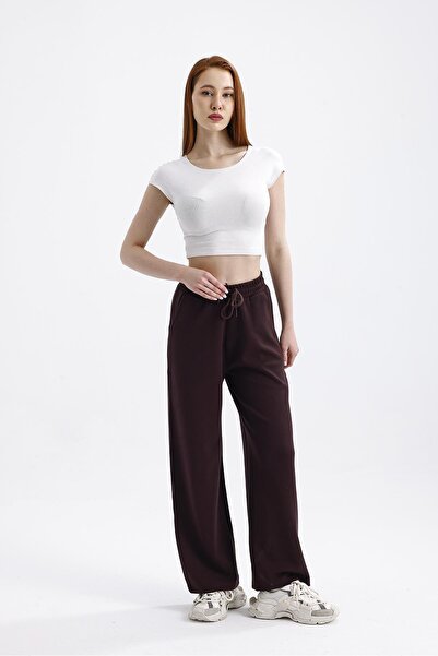 Miss Murem Bol Paça Modal Pantolon-BROWN