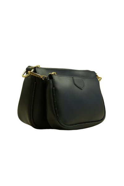 GOYÊT Glorya Women's Black Two-Compartment Zippered Shoulder and Cross Adjustable Strap Bag