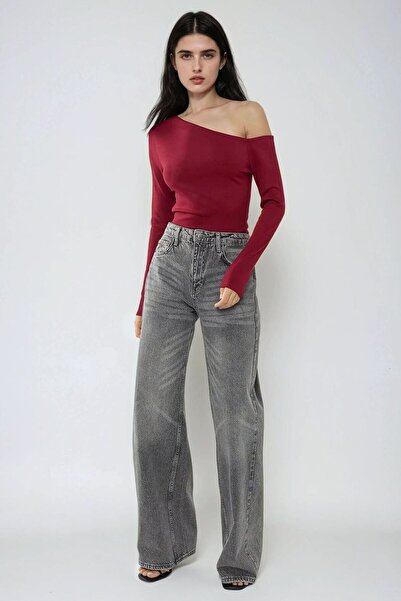 Hiccup Asymmetrical Collar Long Sleeve Knitted Top