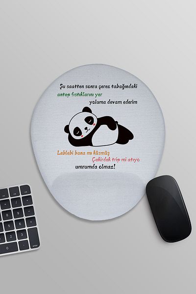 qoeuyl boutique Δεν με νοιάζει Panda Funny Fun με τυπωμένο οβάλ ποντίκι με υποστήριξη καρπού