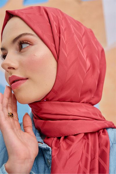 carell Cotton Silk Coral - Diamond Patterned Shawl