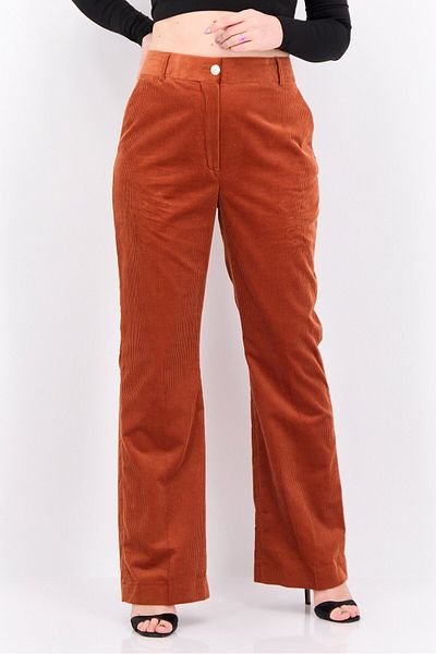 Gant Women Regular Fit Solid Corduroy Pant, Rust