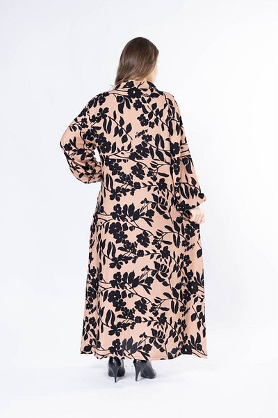 mervemoda Γυναικείο μακρύ plus size υφαντό φόρεμα βισκόζης