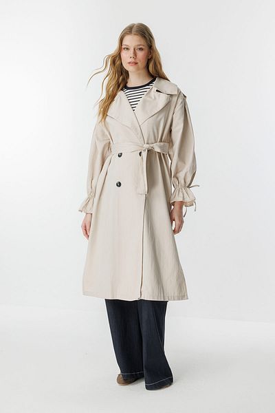Hooopstore Trench din piatră cu mâneci cu margarete și detaliu de șireturi