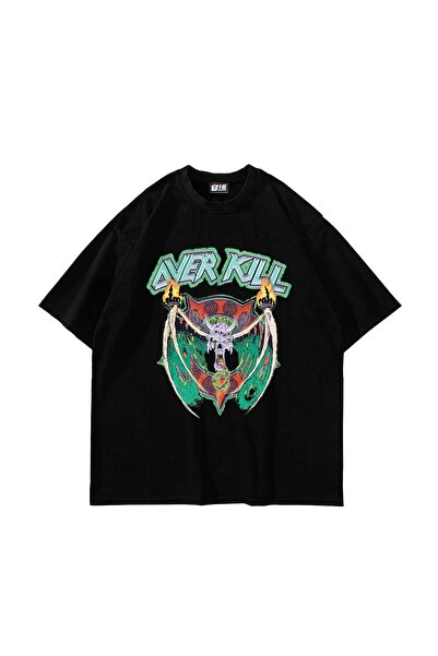 Bak Moda Over Kill Štampano Oversize kroj Unisex crna majica