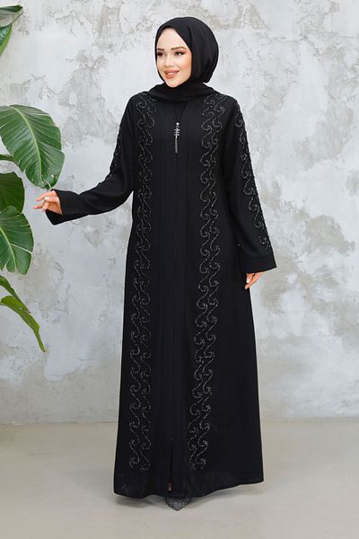 Neva Style Beaded Black Hijab Ferace 29123S