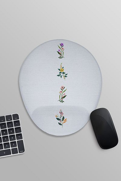 qoeuyl boutique Vintage Flowers Printed Oval Wrist Support Mousepad