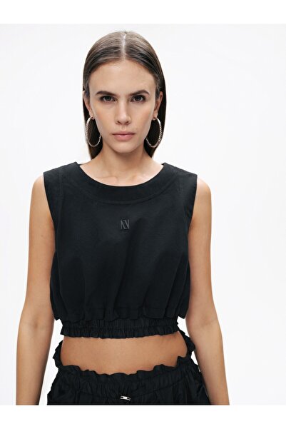 Nocturne Print Detailed Crop Top