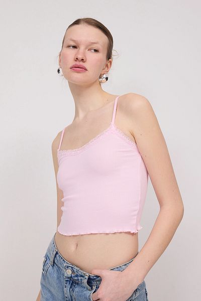Addax Δαντελένιο κολάρο Crop Tank Top A3852-N11
