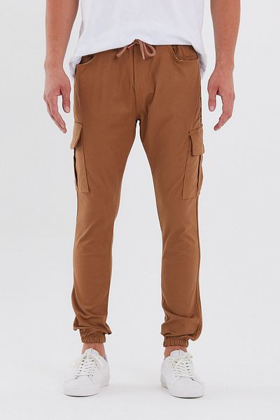 Pobudo Camel Color Double Pocket Cargo Sports Trousers