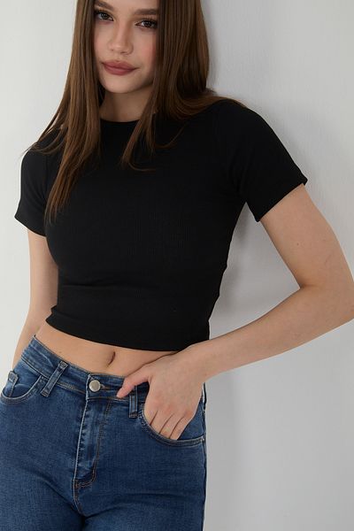 Wearflawless Women's 3-Piece Short Sleeve Ribbed Crew Neck 100% Cotton Knitted Camisole Crop T-Shirt