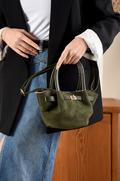 ESTUTE Kadın Kilit Detaylı Süet Mini Çanta