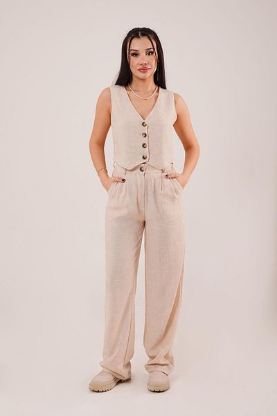 Hipo Trend Beige Double Takes Taki Vest Trousers