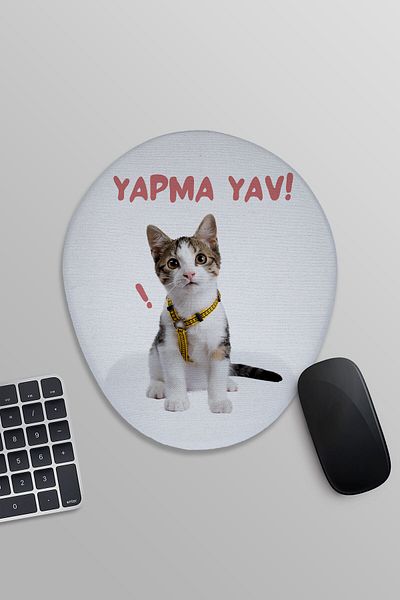 qoeuyl boutique Making Yav Cute Cat Funny Fun Printed Oval Mousepad cu suport pentru încheietura mâinii