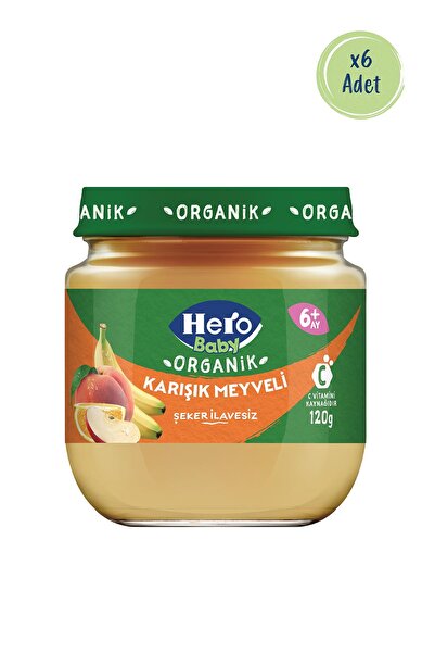 Hero Baby Organik Karışık Meyveli Püresi 120 Gr X 6 Adet