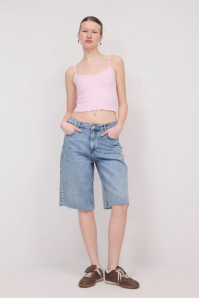 Addax Δαντελένιο κολάρο Crop Tank Top A3852-N11