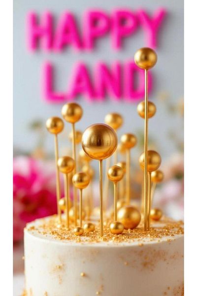 Happyland Cake Ornament Copper Gold Balls 20 Pieces Gold Cake Balloon Ornament
