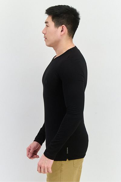 French Connection Men Crew Neck Long Sleeves Brand Logo T-shirt, Black