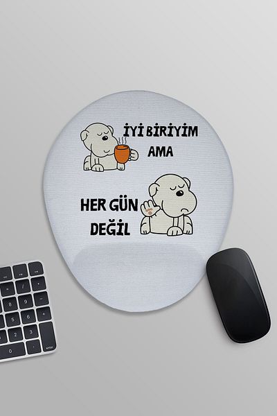 qoeuyl boutique I'M a Good Person but Not Every Day Funny Fun Printed Oval Wrist Rest Mousepad
